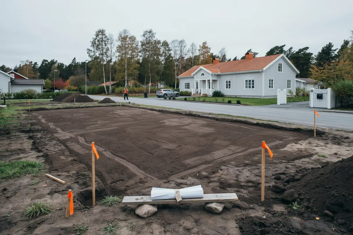 projekteringsstart och markarbeten inf r villabyggnation i s vast